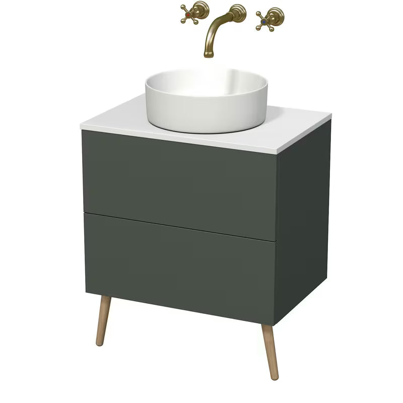 Viseća ormarić ispod umivaonika Naturel Boho 60 cm u mat sivo-zelenoj boji s otvaranjem PushOpen.