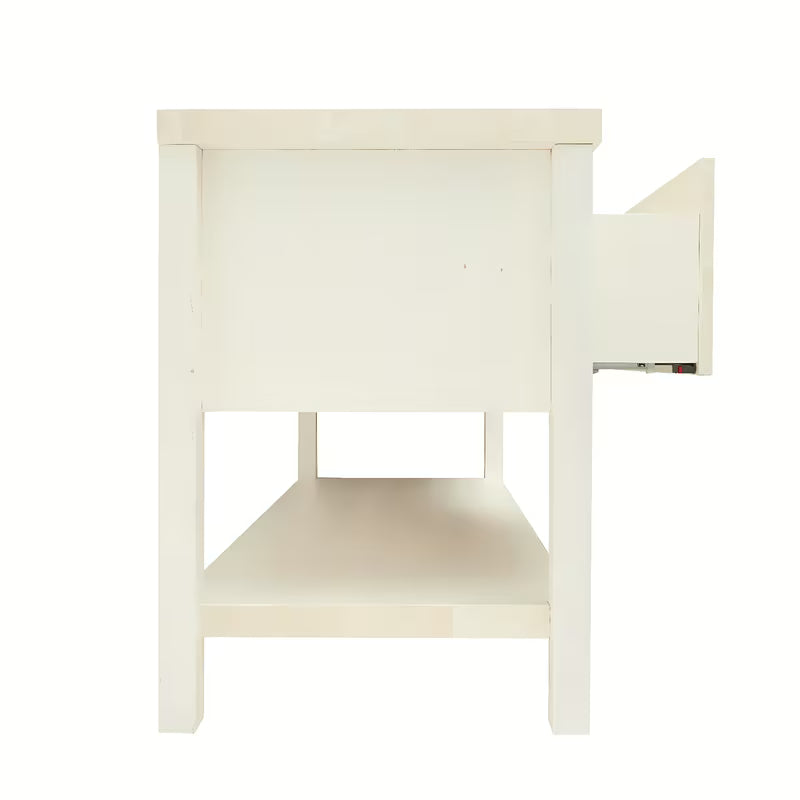 Bijela stojeći ormarić ispod umivaonika Naturel Country 90x51x72,5 cm od masivne smrekovine s velikom ladicom