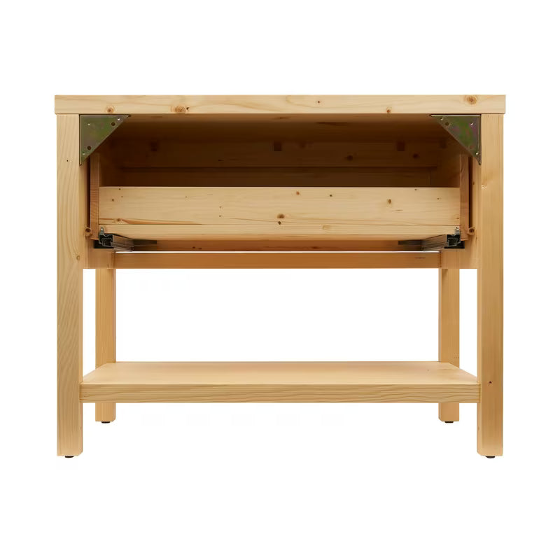 Smeđa stojeći ormarić ispod umivaonika Naturel Country od masivne smrekovine s velikom ladicom.