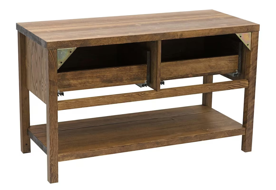 Stojeći ormarić ispod umivaonika Naturel Country od masivne smreke u nijansi palisander s dvije ladice