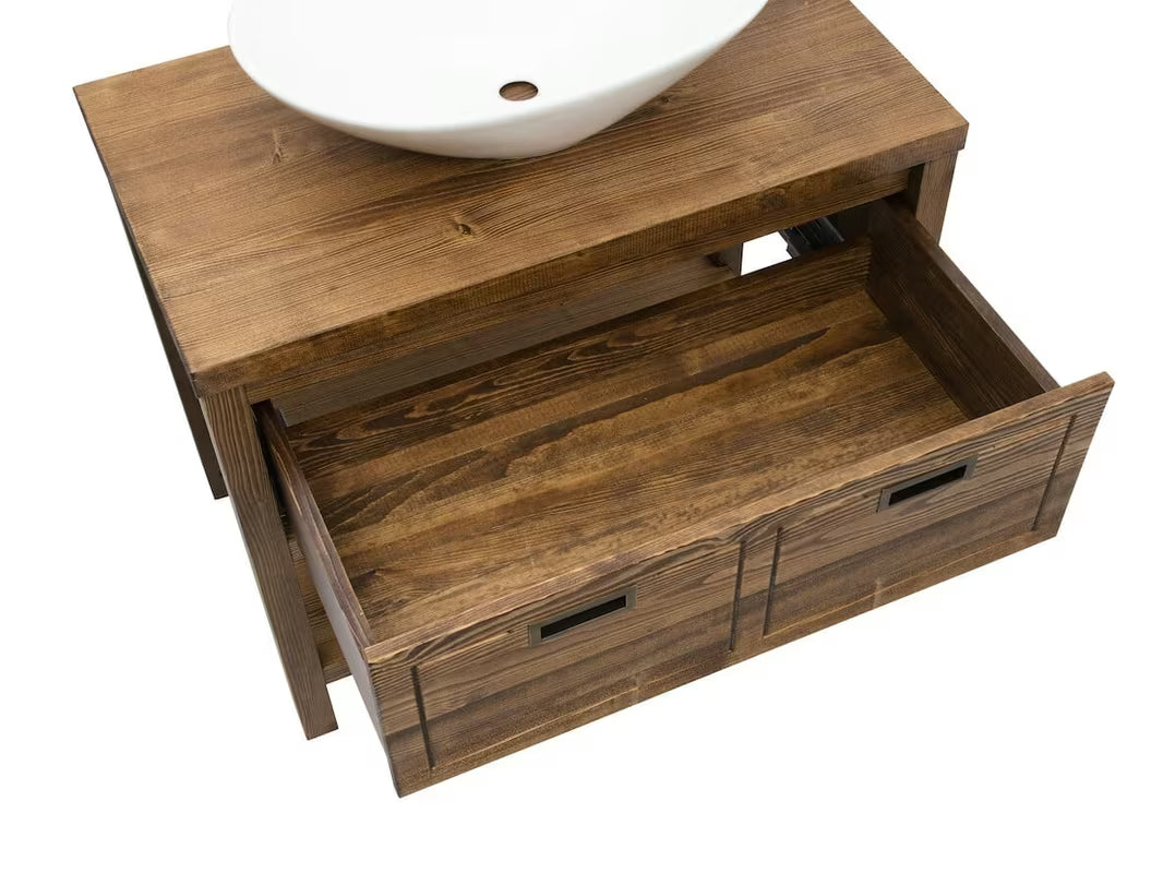 Naturel Country ormarić ispod umivaonika na ploču 90 cm od masivne smreke u nijansi palisander