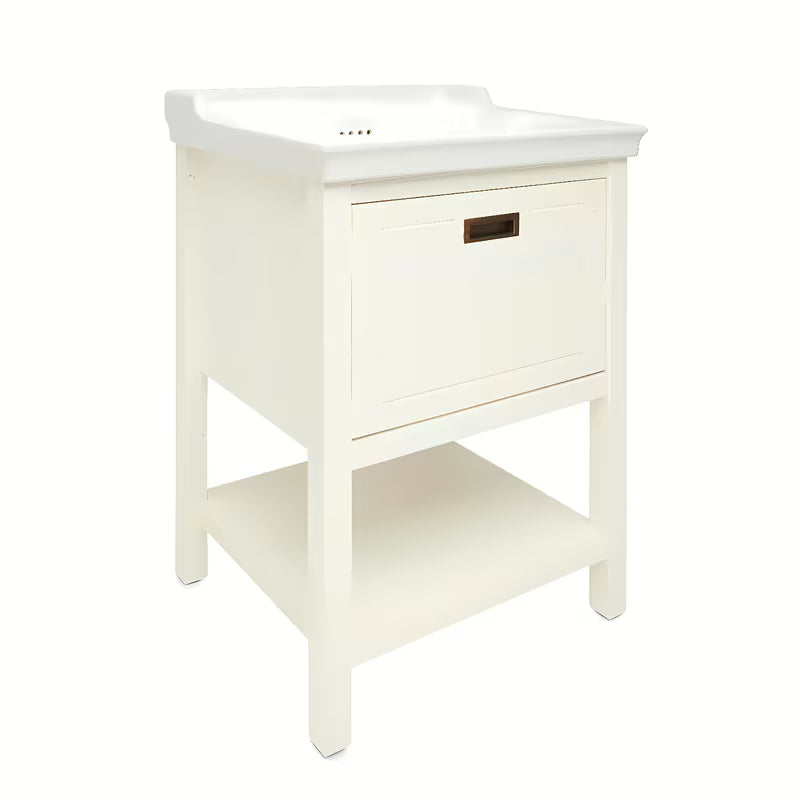 Bijeli stojeći kupaonski ormarić Naturel Country s keramičkim umivaonikom 65x85x53 cm