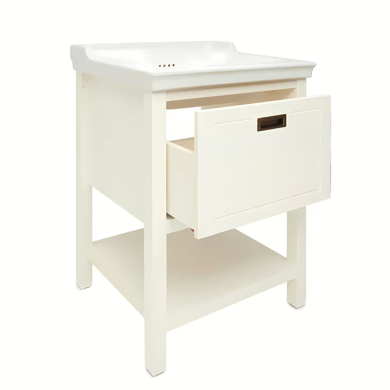 Bijeli stojeći kupaonski ormarić Naturel Country s keramičkim umivaonikom 65x85x53 cm