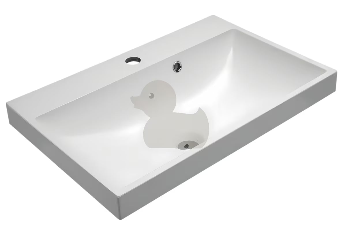 Bijeli umivaonik za kupaonski ormarić Naturel Cube Way 60 x 40 cm od lijevanog mramora s otvorom pro za slavinu u sredini