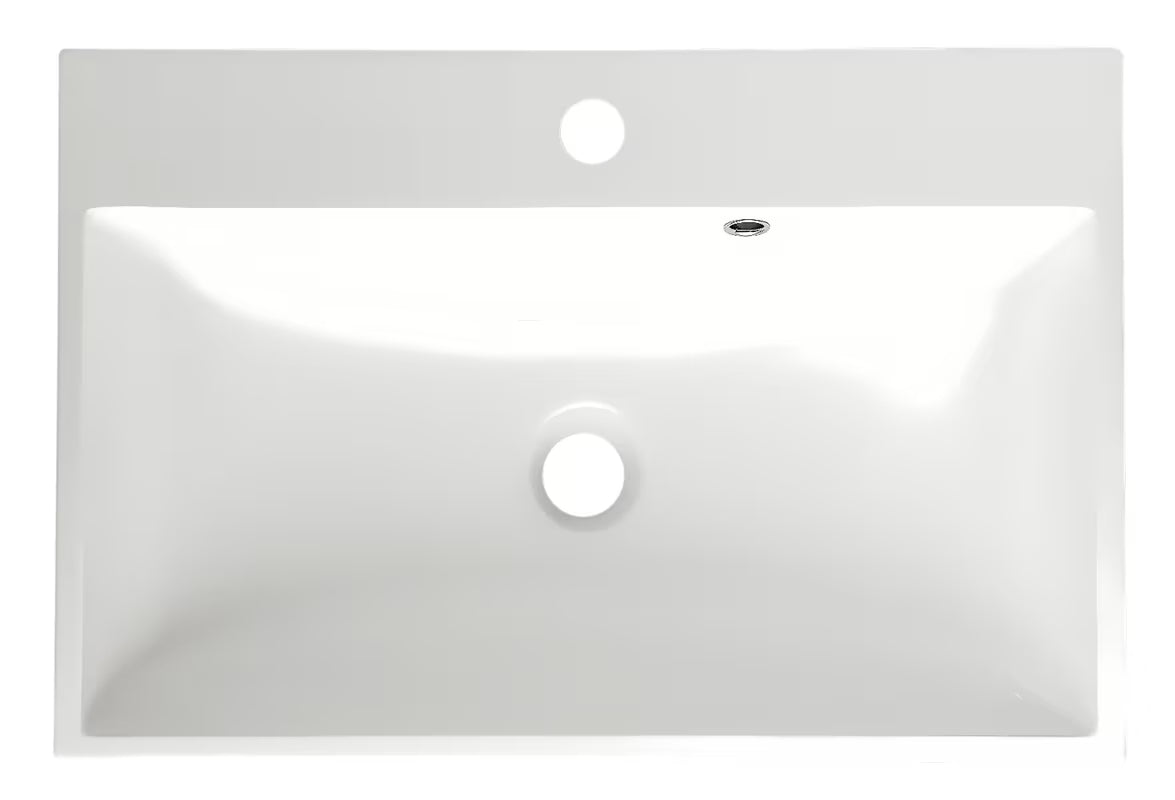 Bijeli umivaonik za kupaonski ormarić Naturel Cube Way od lijevanog mramora s otvorom pro za slavinu u sredini