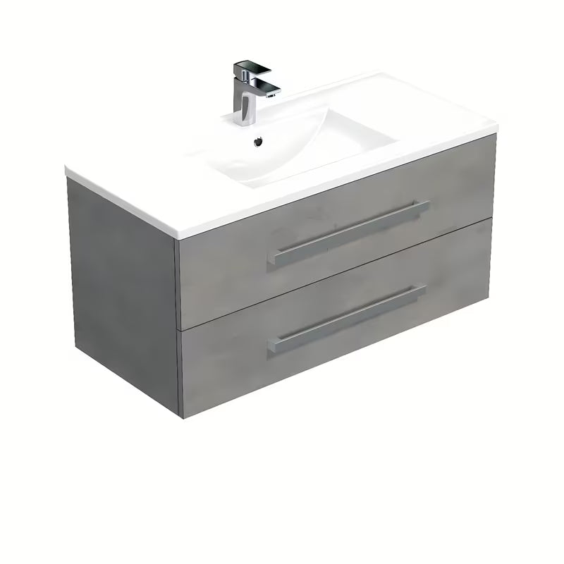 Viseća kupaonski ormarić SAT Cube Way s keramičkim umivaonikom u imitaciji betona