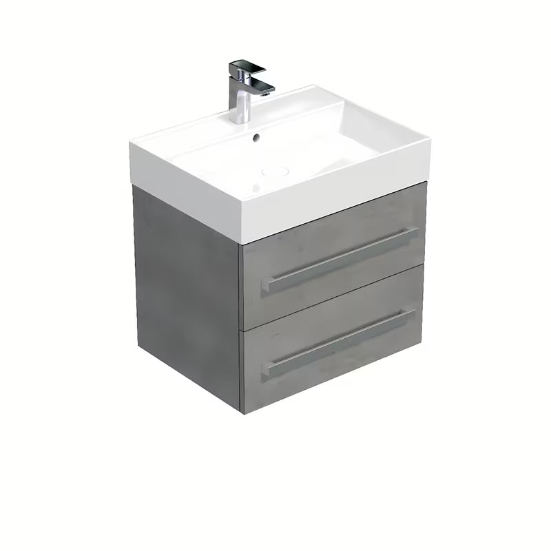 Viseća kupaonski ormarić s keramičkim umivaonikom SAT Cube Way u imitaciji betona