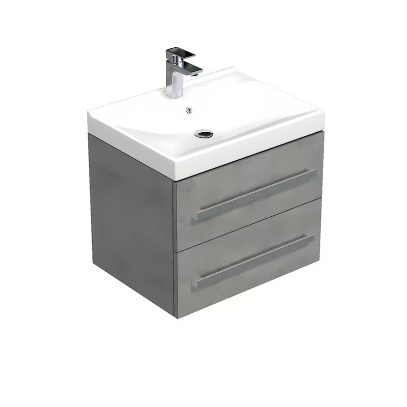 Viseća kupaonski ormarić SAT Cube Way s keramičkim umivaonikom u dekoru imitacije betona 60x53x46 cm.