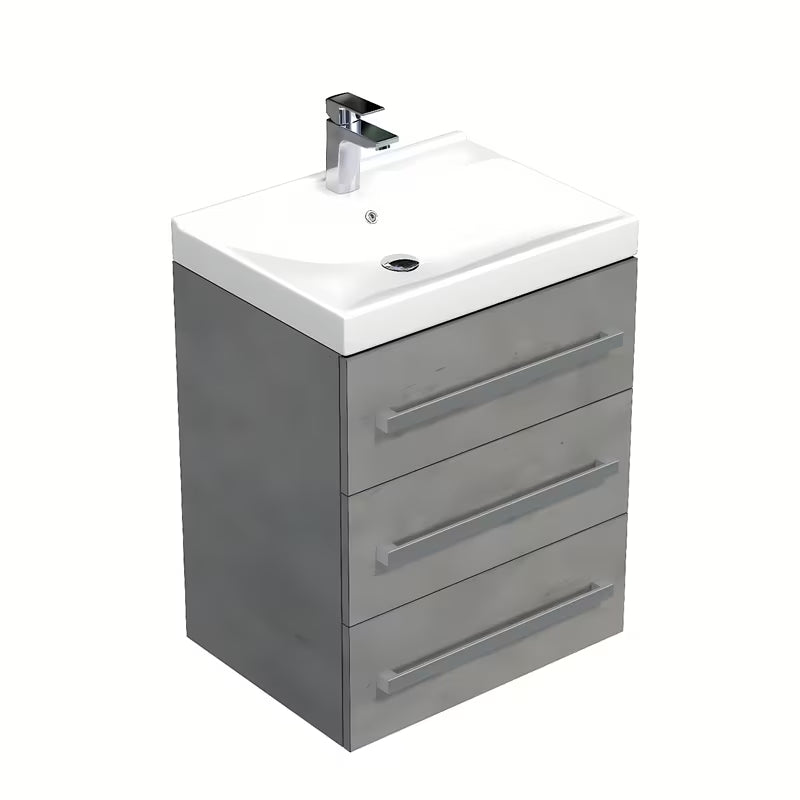 Viseća kupaonski ormarić SAT Cube Way s keramičkim umivaonikom u dekoru imitacije betona