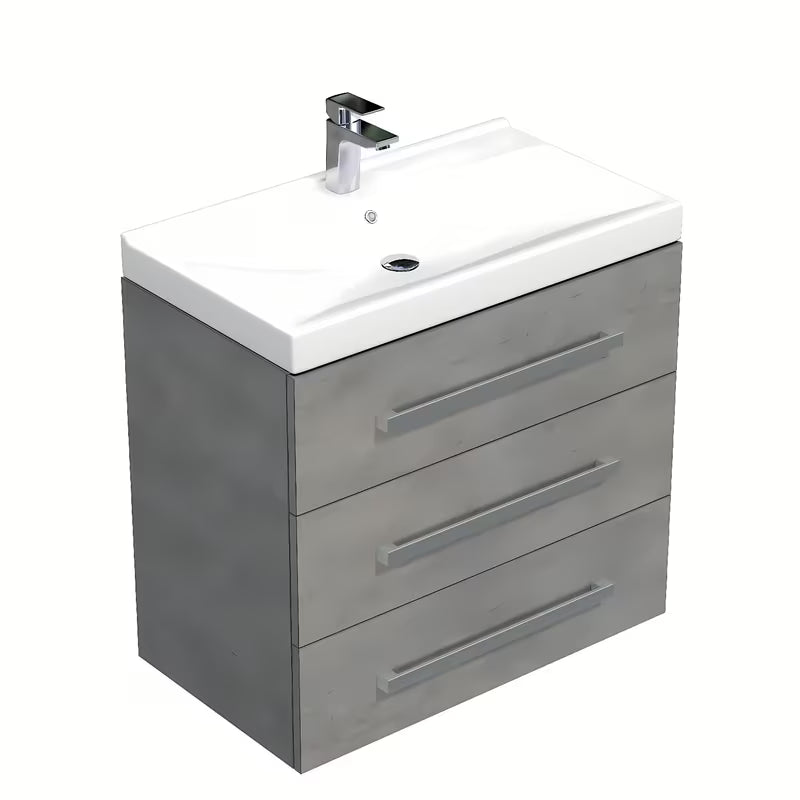 Viseća kupaonski ormarić SAT Cube Way s keramičkim umivaonikom u imitaciji betona