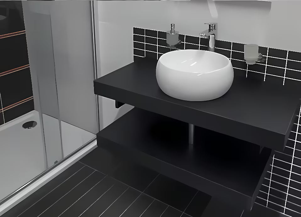 Crna ploča za umivaonik Naturel Dolce 90 x 50 x 8 cm bez izreza za pro sifon i slavinu