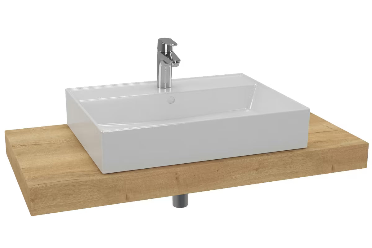 Kupaonski set Naturel Dolce 100x50 cm u dekoru hrasta halifax s umivaonikom na ploču i kromiranom slavinom.