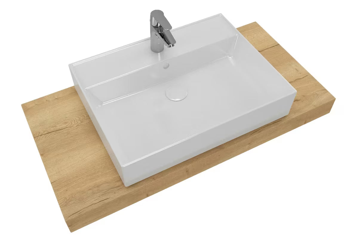 Kupaonski set Naturel Dolce 100x50 cm u dekoru hrasta halifax s umivaonikom na ploču i kromiranom slavinom.