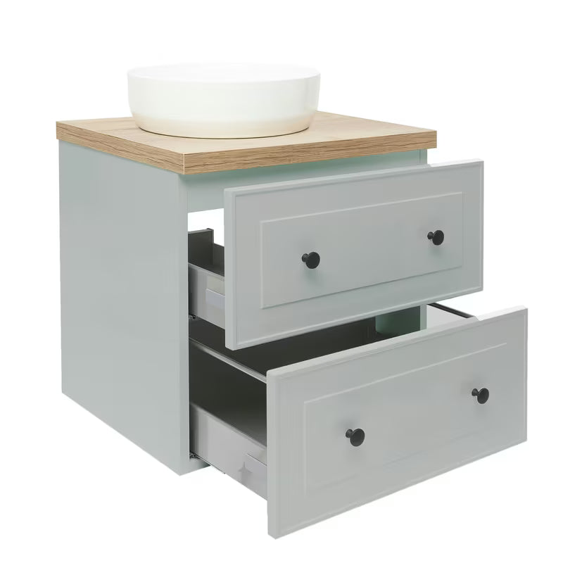 Viseća kupaonski ormarić ispod umivaonika Naturel Forli u sivoj mat boji s pločom u dekoru hrasta Halifax