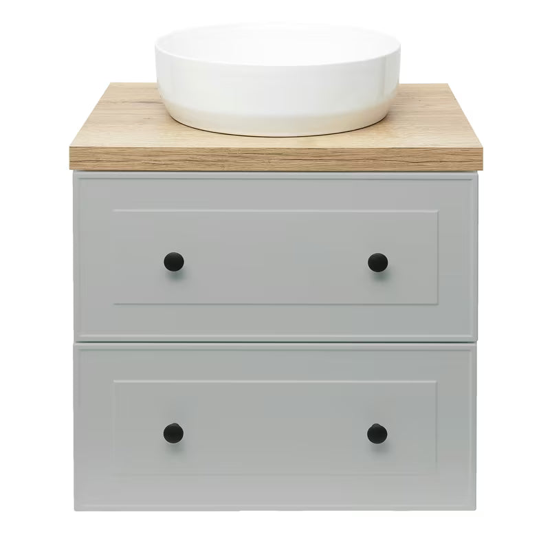 Viseća kupaonski ormarić ispod umivaonika Naturel Forli u sivoj mat boji s pločom u dekoru hrasta Halifax