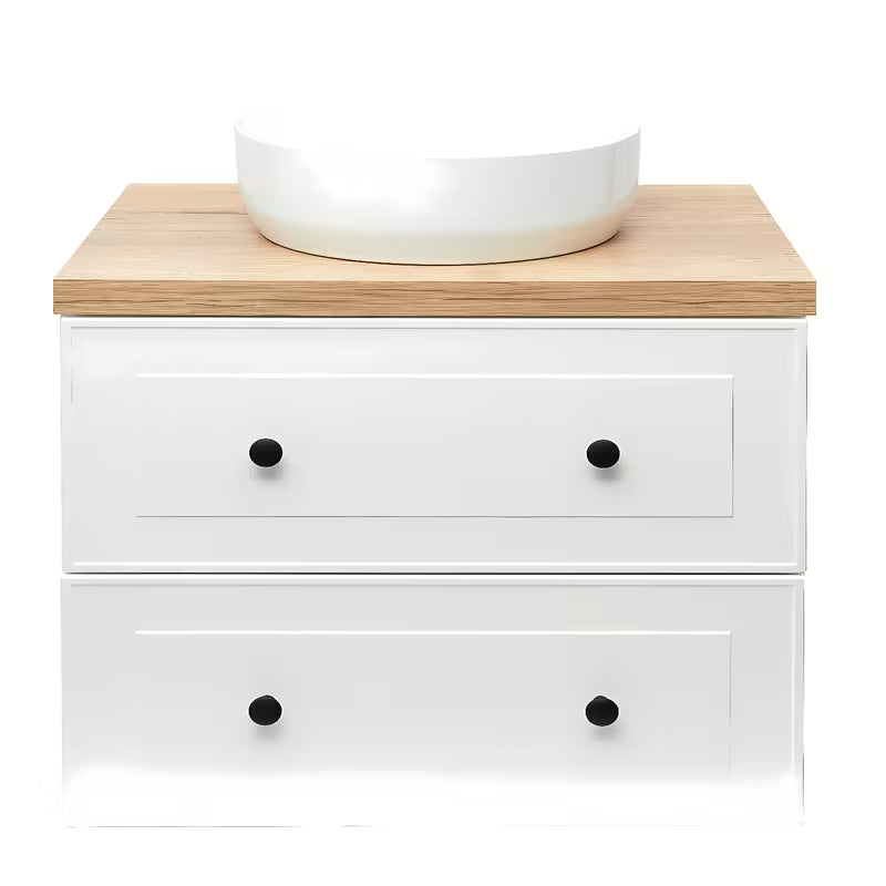 Viseća kupaonski ormarić ispod umivaonika Naturel Forli u bijeloj boji s pločom u dekoru hrasta Halifax.