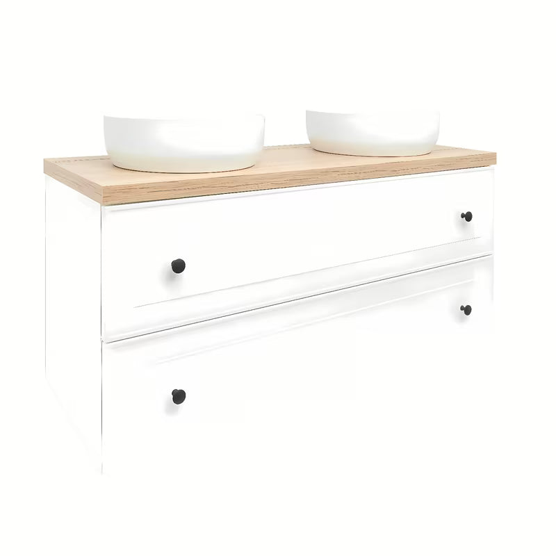 Bijela viseća ormarić ispod umivaonika Naturel Forli s pločom u dekoru hrasta Halifax