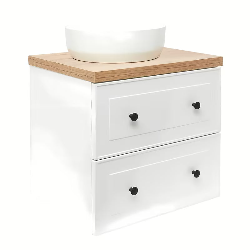 Bijela viseća ormarić ispod umivaonika Naturel Forli s pločom u dekoru hrasta Halifax