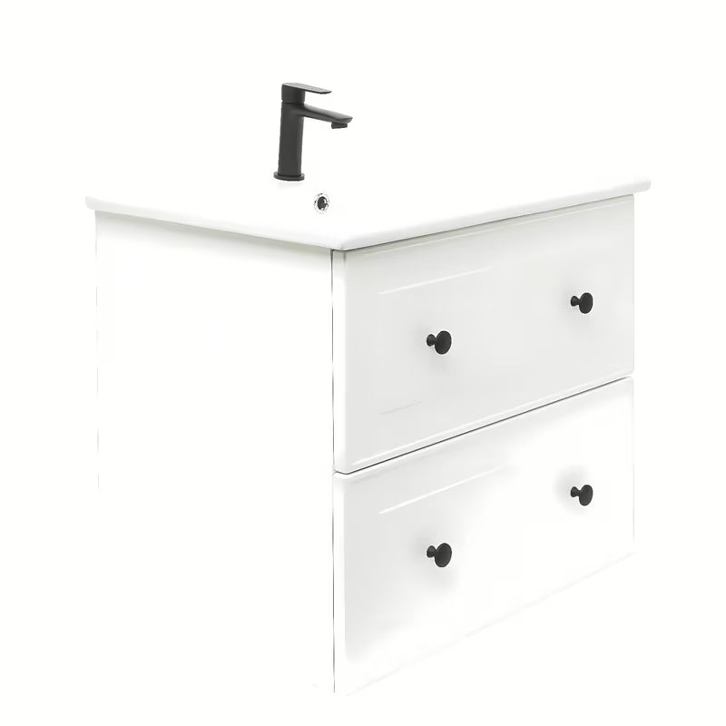 Bijela kupaonski ormarić Naturel Forli s keramičkim umivaonikom u modernom jednostavnom dizajnu