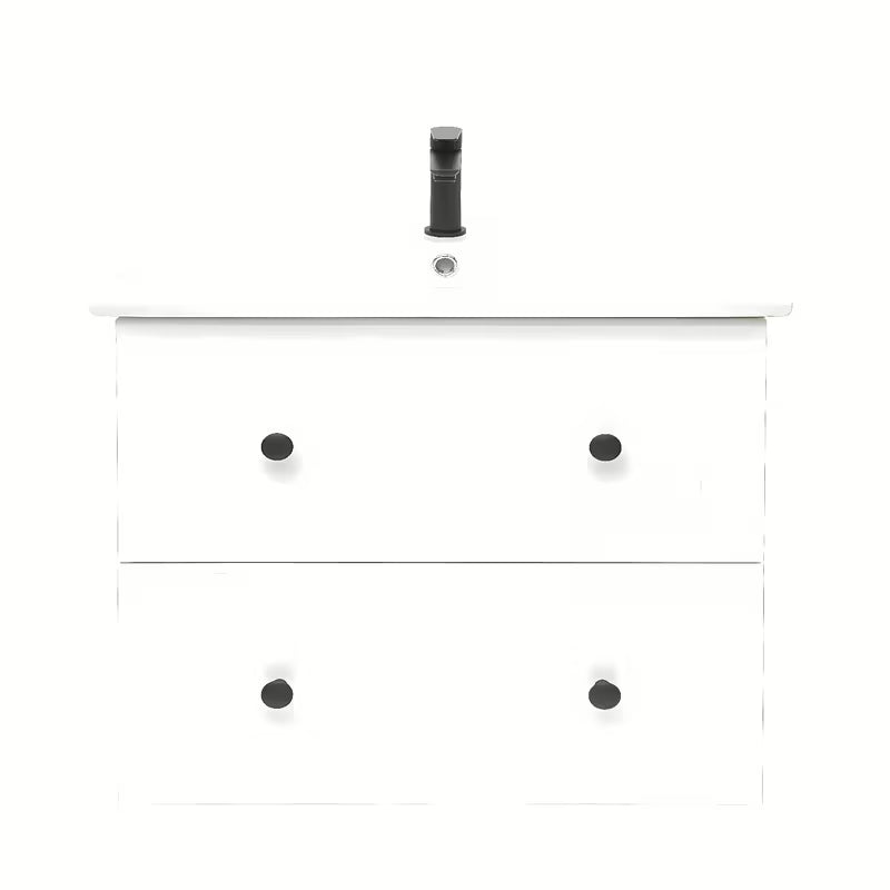 Bijela kupaonski ormarić Naturel Forli s keramičkim umivaonikom u modernom jednostavnom dizajnu