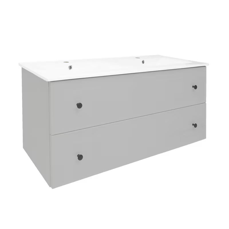 Viseća kupaonski ormarić Naturel Forli s umivaonikom za namještaj u sivoj mat izvedbi