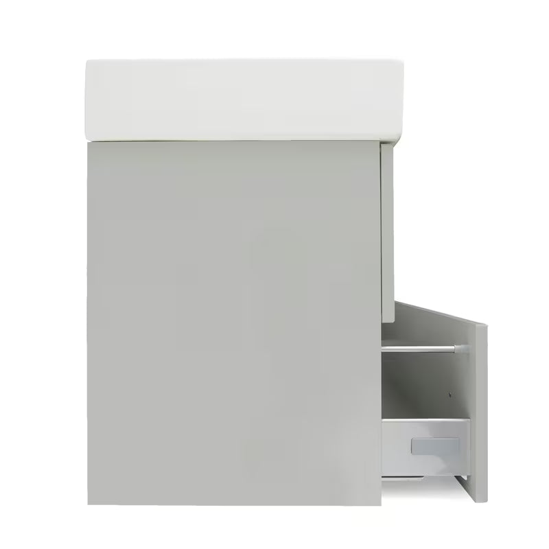 Viseća kupaonski ormarić Naturel Forli s keramičkim umivaonikom u sivoj mat boji