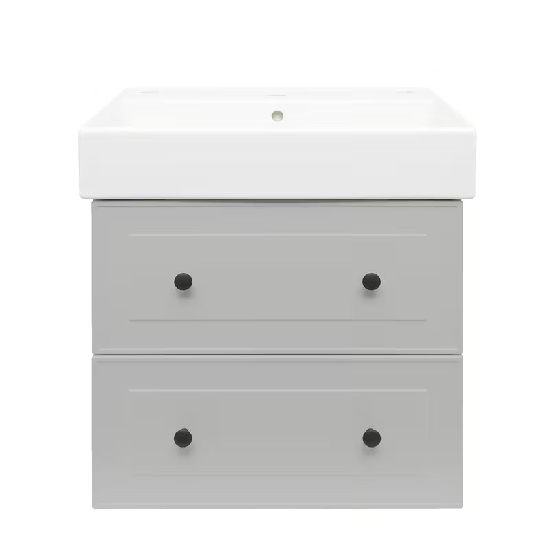 Sivo-mat kupaonski ormarić Naturel Forli s keramičkim umivaonikom u modernom, jednostavnom dizajnu.