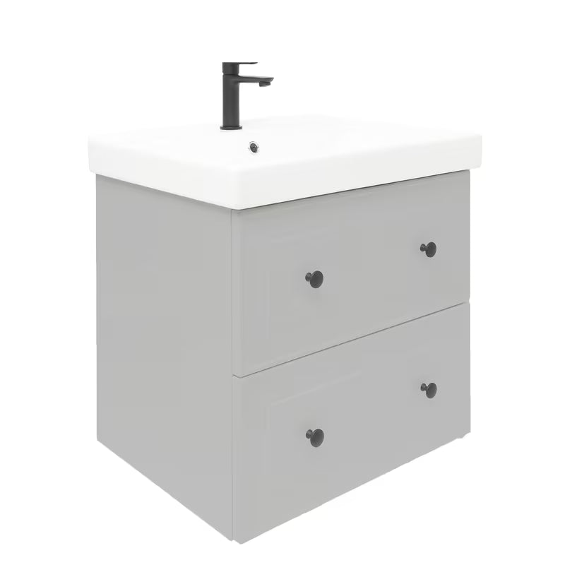 Viseća kupaonski ormarić s keramičkim umivaonikom Naturel Forli u sivoj mat boji