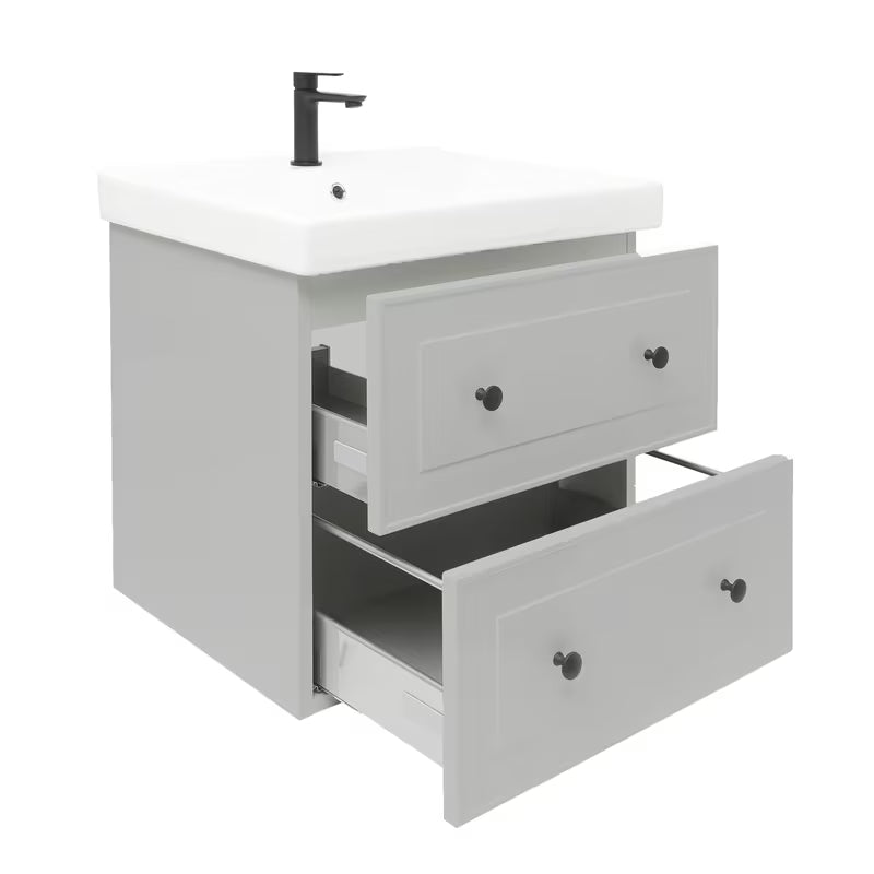 Viseća kupaonski ormarić s keramičkim umivaonikom Naturel Forli u sivoj mat boji