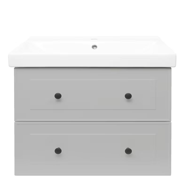 Viseća kupaonski ormarić s keramičkim umivaonikom Naturel Forli u sivoj mat boji