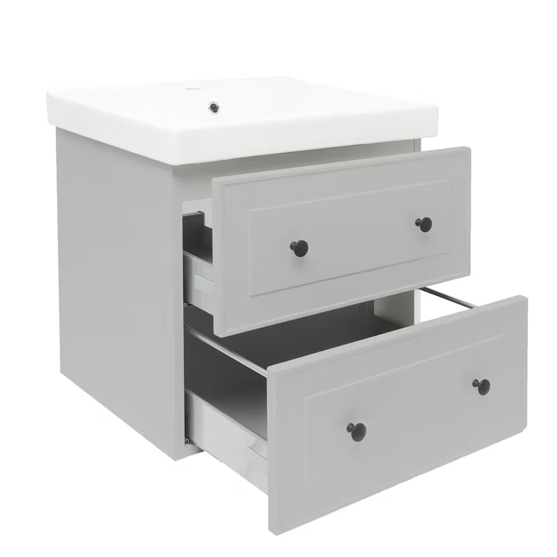 Viseća kupaonski ormarić s keramičkim umivaonikom Naturel Forli u sivoj mat boji