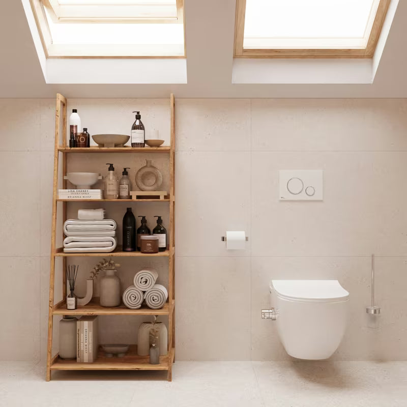 Stojeći regal Naturel Home u dekoru oraha s mat površinom od masivnog drva