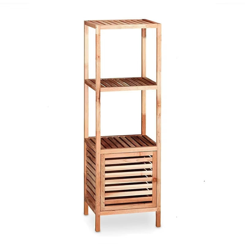 Stojeći regal Naturel Home u dekoru oraha s mat površinom od masivnog drva.