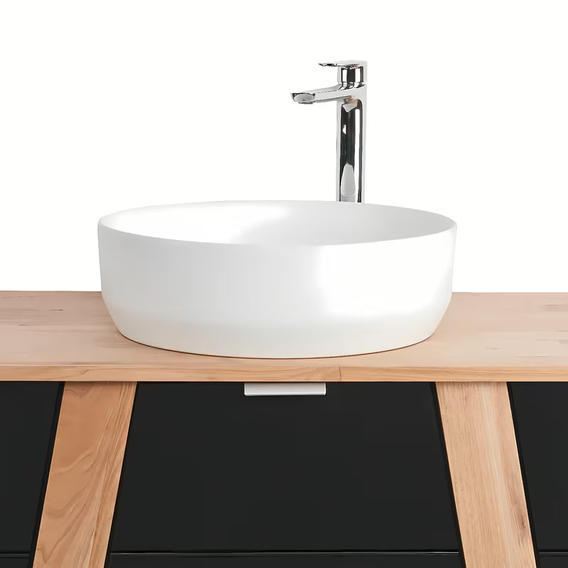 Stojeći kupaonski ormarić ispod umivaonika na ploču Naturel Home u izvedbi orah/bijela, 80x73x46 cm.