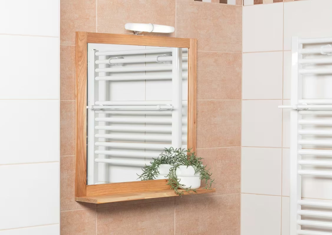 Ogledalo Naturel Home s policom 60x61,5 cm u dekoru oraha, vertikalna orijentacija.