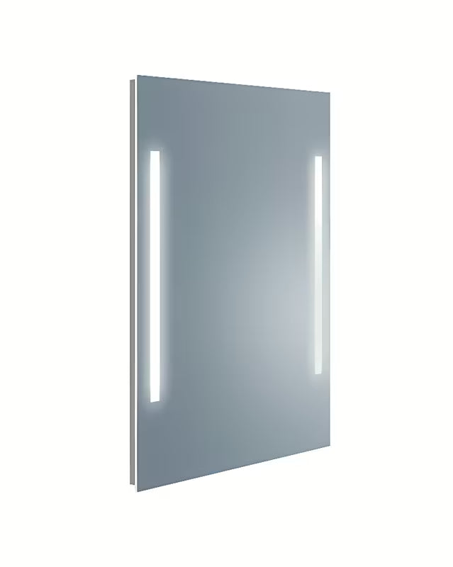 Pravokutno LED ogledalo Naturel Iluxit 60x80 cm s bočnim osvijetljenim trakama i tipkom s donje strane.