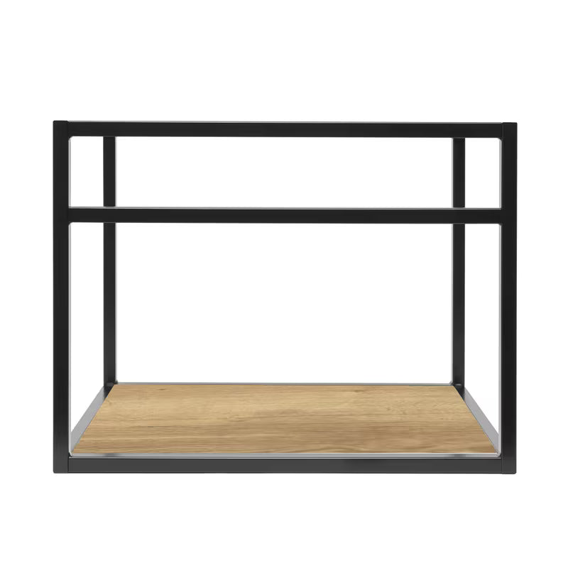 Crna kupaonski ormarić s keramičkim umivaonikom Naturel Industrial s policom u dekoru hrasta