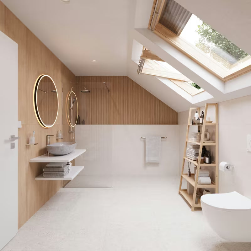 Okruglo crno LED ogledalo Naturel 80 cm s obodnim LED osvjetljenjem za kupaonicu