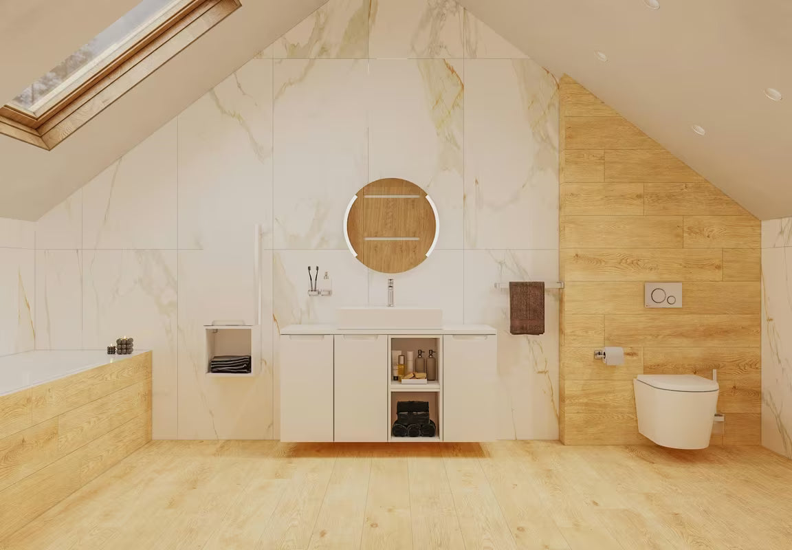 Okruglo kupaonsko LED ogledalo Naturel promjera 60 cm s pozadinskim osvjetljenjem i aluminijskim okvirom