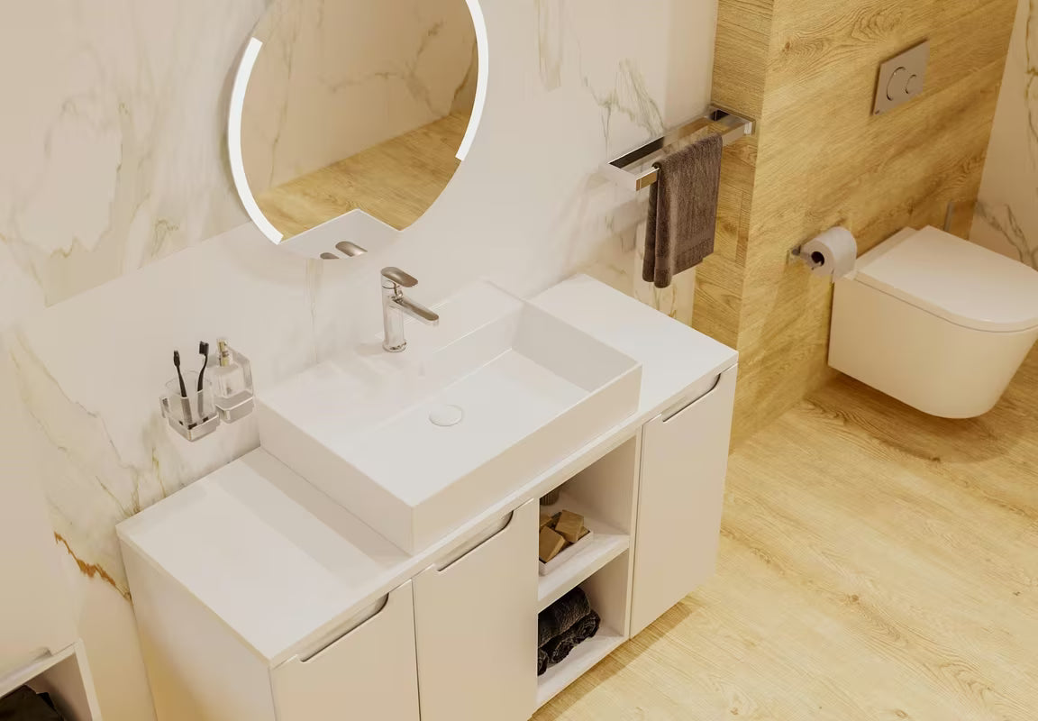 Okruglo kupaonsko LED ogledalo Naturel promjera 60 cm s pozadinskim osvjetljenjem i aluminijskim okvirom