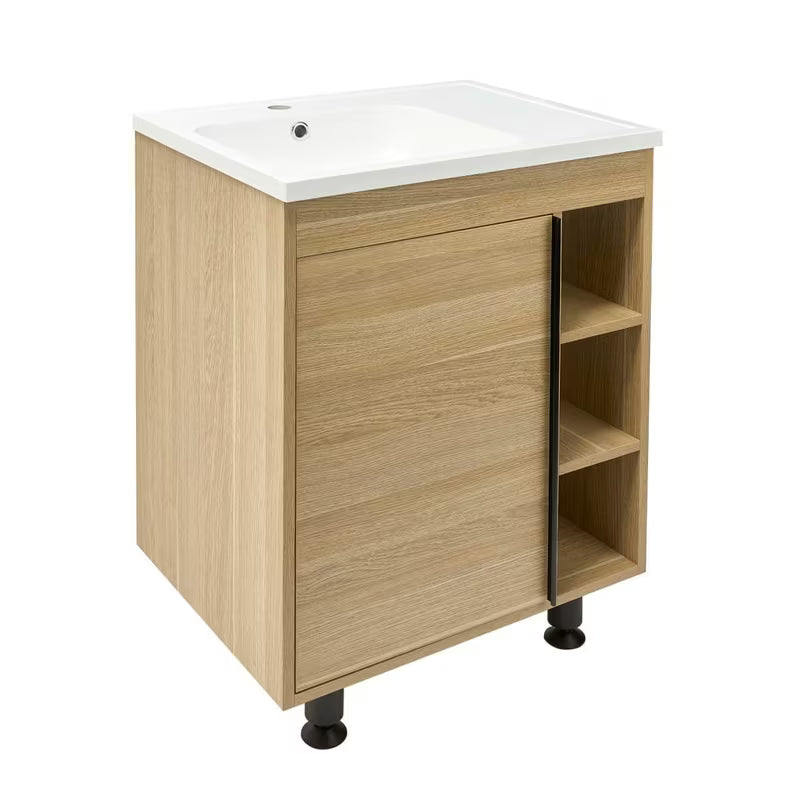 Kupaonski ormarić s umivaonikom Naturel Lucca u dekoru hrasta s mat površinom