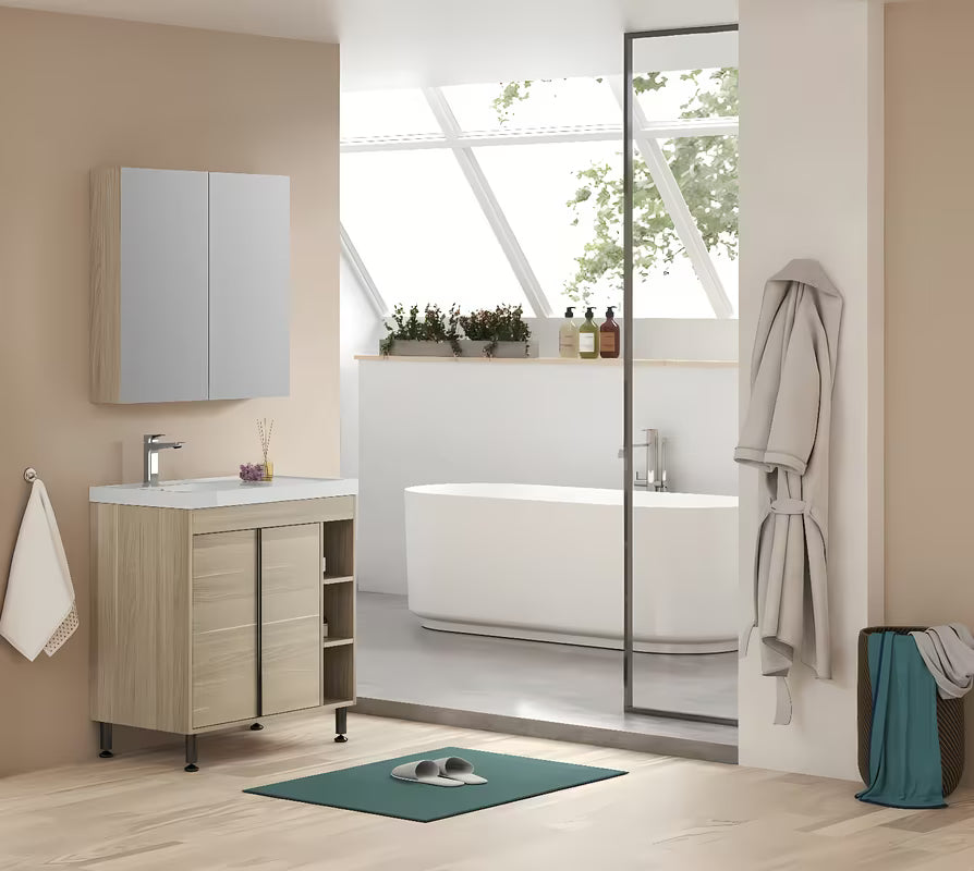 Kupaonski ormarić s umivaonikom Naturel Lucca u dekoru hrasta s mat površinom