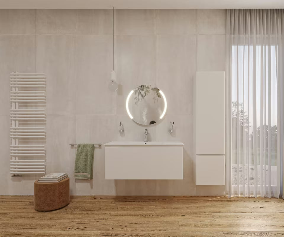 Bijeli keramički umivaonik za kupaonski ormarić Naturel Modena 101x46 cm sa središnjim otvorom za pro slavinu