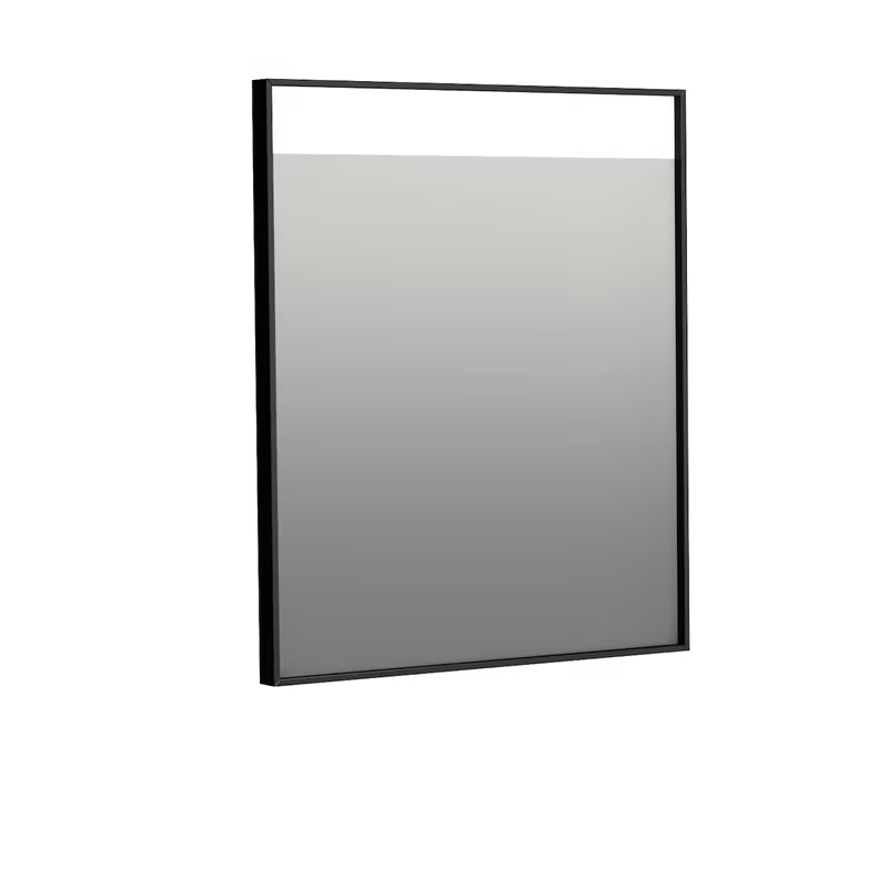 Pravokutno LED ogledalo Naturel Oxo 60x70 cm u crnom okviru, vodoravna orijentacija.