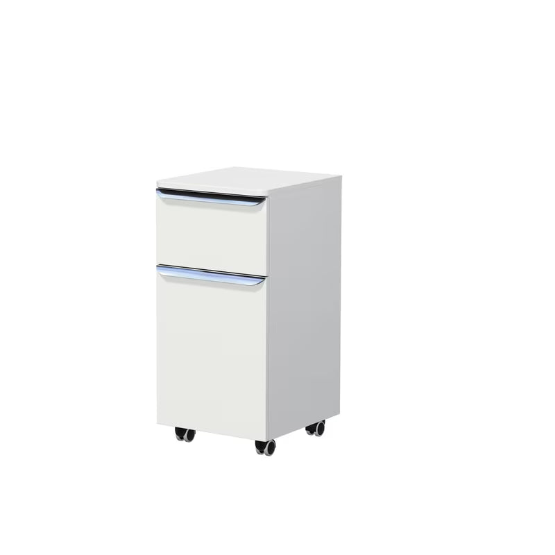 Mat bijela niska kupaonski ormarić Naturel Pavia s utičnicom, s desnim vratima i kromiranom ručkicom.