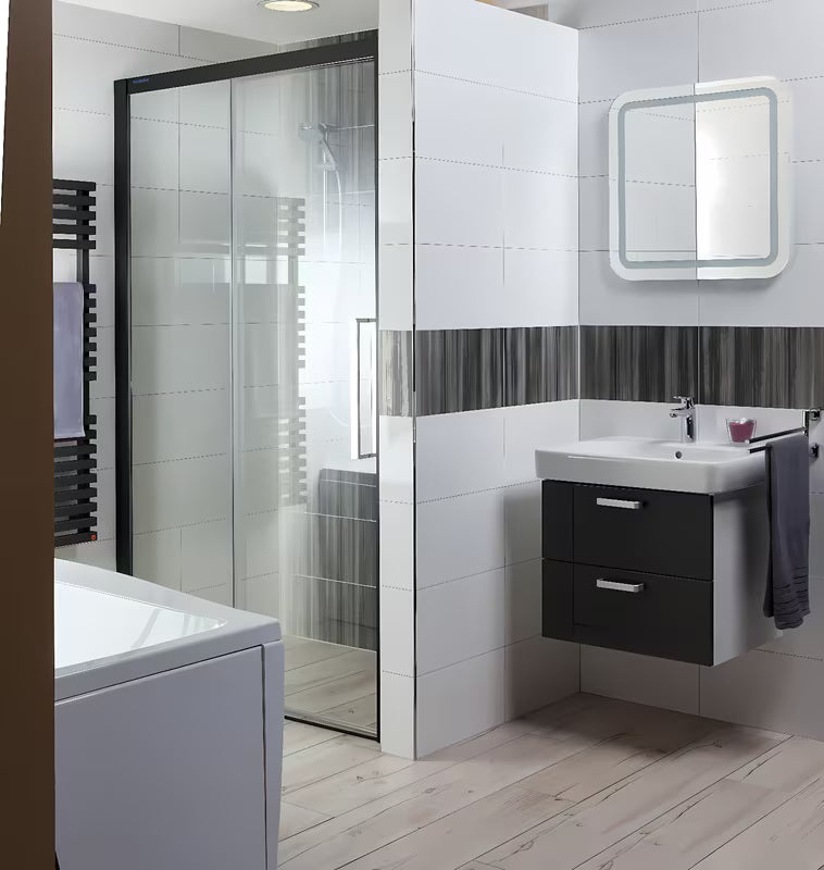 Kvadratno LED ogledalo Naturel Pavia 60x60 cm s obodnim pozadinskim osvjetljenjem i fazetiranim rubovima