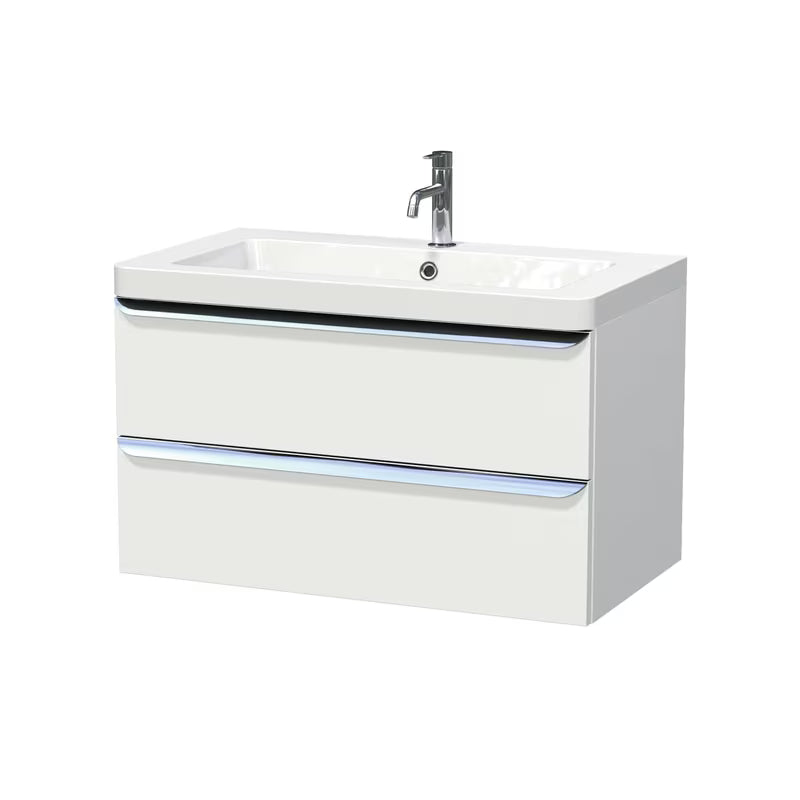 Viseća ormarić s umivaonikom Naturel Pavia u mat bijeloj boji s kromiranom ručkicom