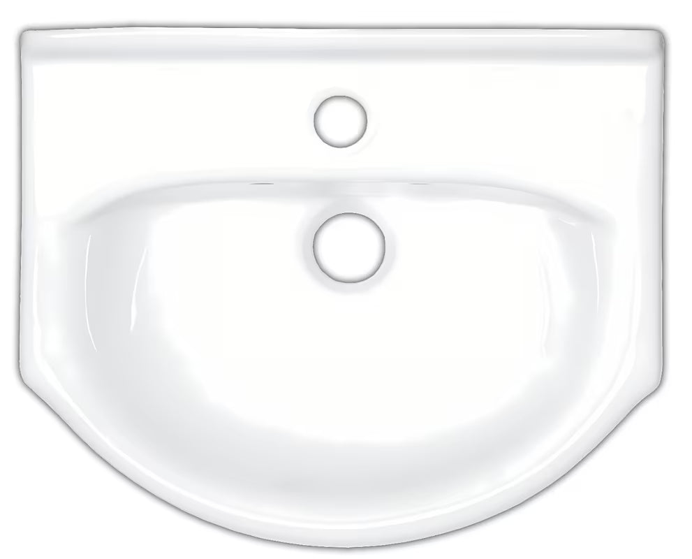 Bijeli keramički umivaonik za kupaonski ormarić Naturel Pro 52 x 41 cm s otvorom za pro slavinu u sredini.