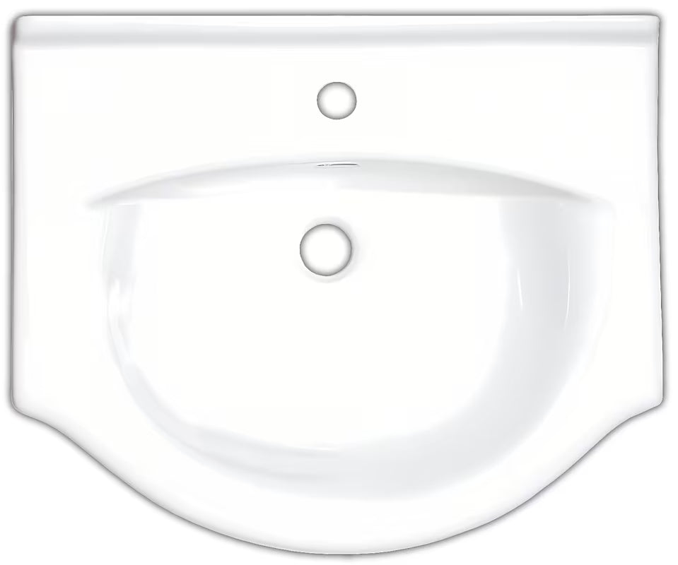 Sjajni bijeli umivaonik za kupaonski ormarić Naturel Pro 56 x 42 cm od keramike s otvorom pro za slavinu u sredini.