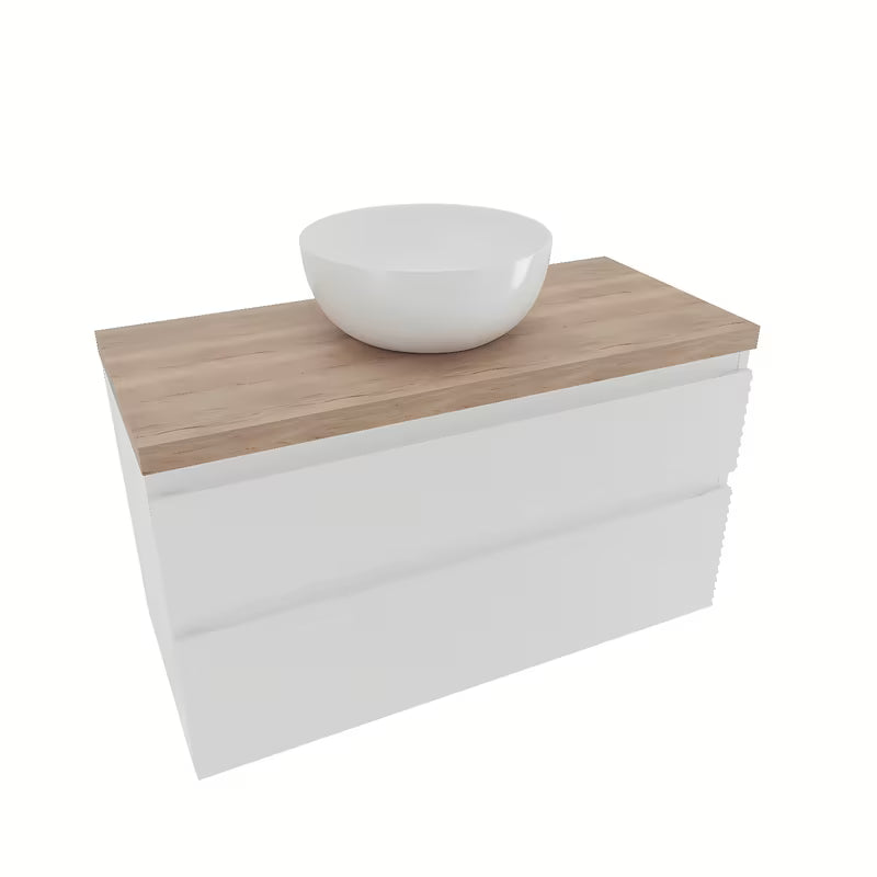 Viseća kupaonski ormarić ispod umivaonika Naturel Savona u bijeloj sjajnoj boji s profiliranom frontom i dvije ladice.